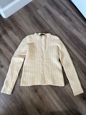The Row Cream Cable Turtleneck Sweater
